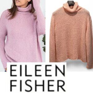 Eileen Fisher Merino Wool Soft Peach Turtleneck Open Knit Sweater Size 3X
